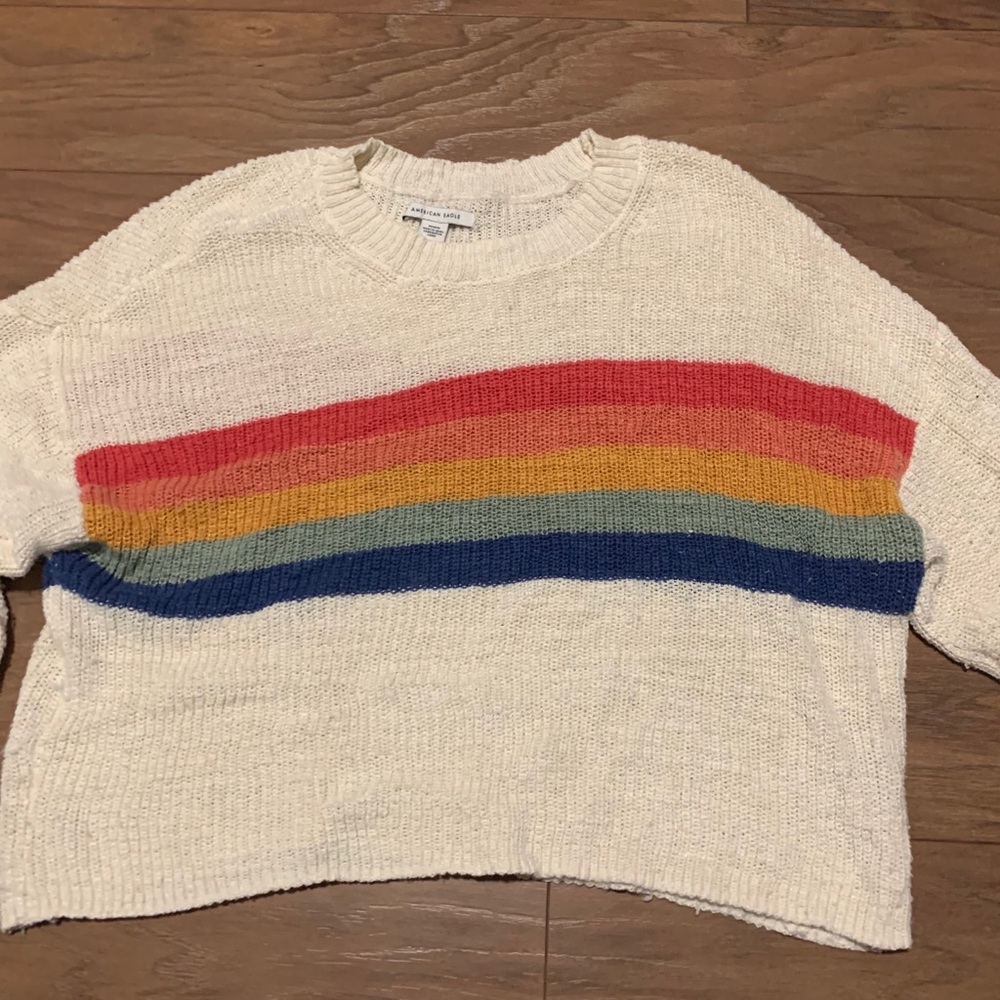 American Eagle knit sweater with rainbow